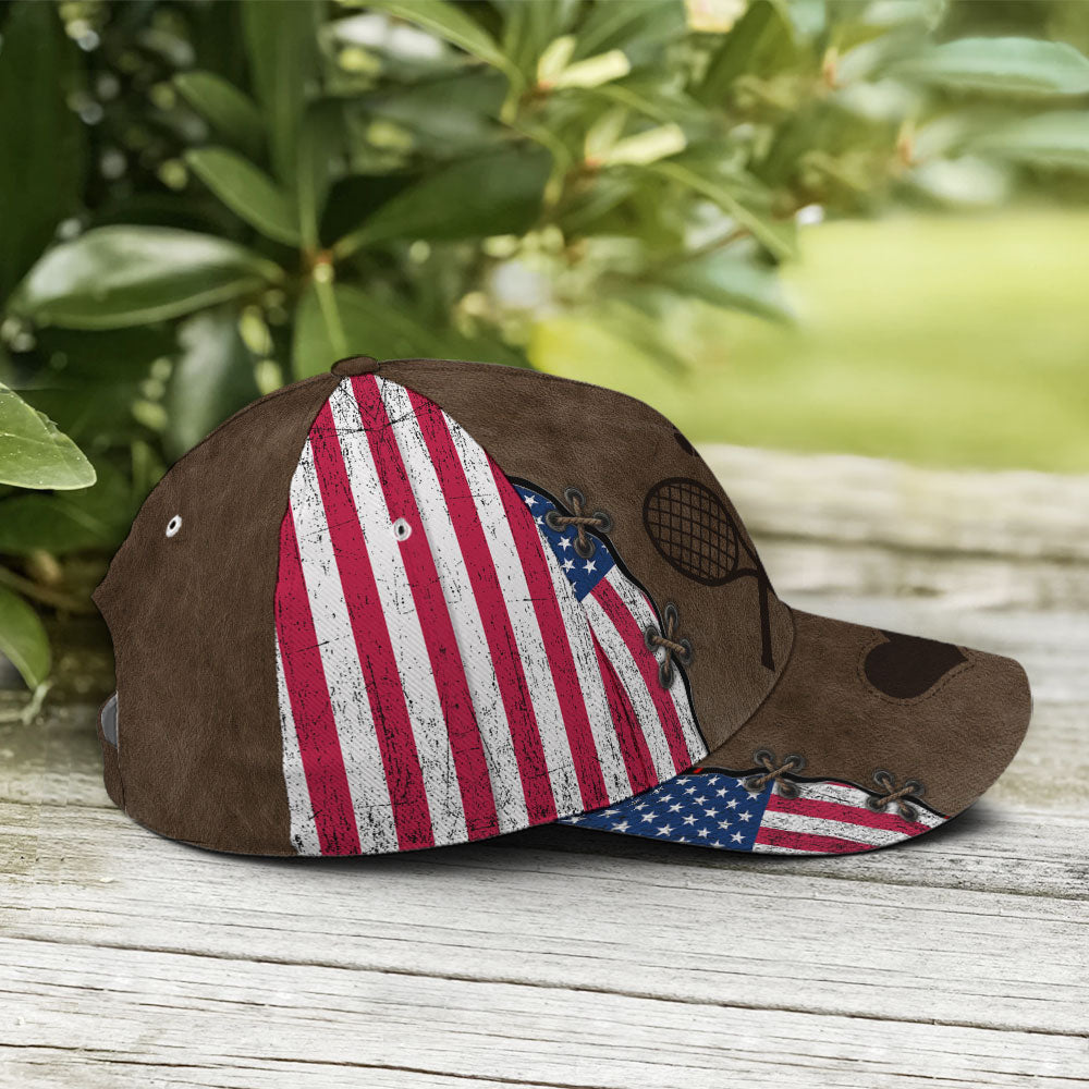 Tennis American Flag Leather Style Baseball Cap Trucker Hats Custom Hats Gifts For Men & Women