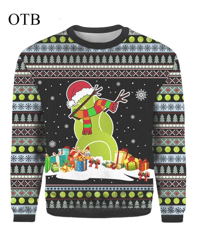 Tennis Snowman 3D Sweater