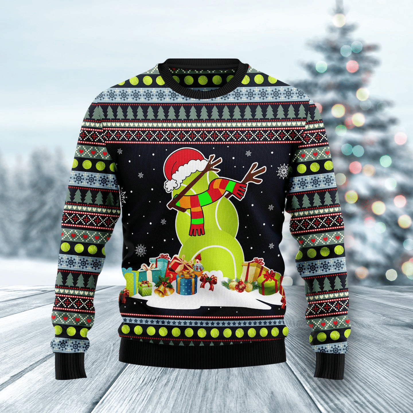 Tennis Snowman Ugly Christmas Sweater Adult 3D Funny Matching for family