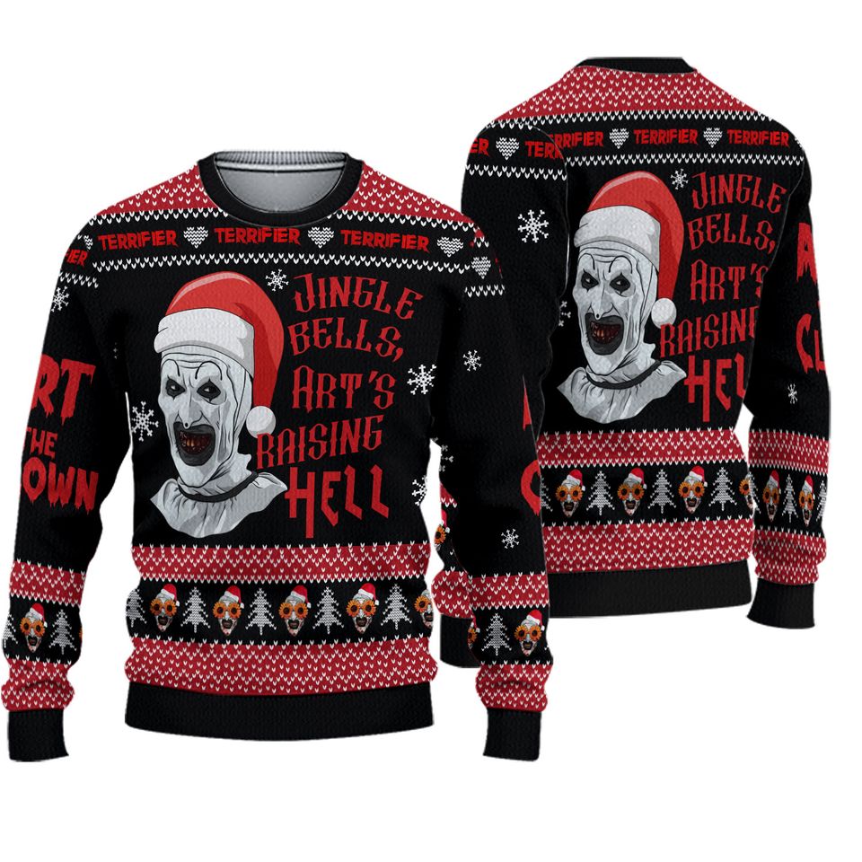 Terrifier 3 Christmas Jingle Bells Clown Killer 2024 Ugly Sweater