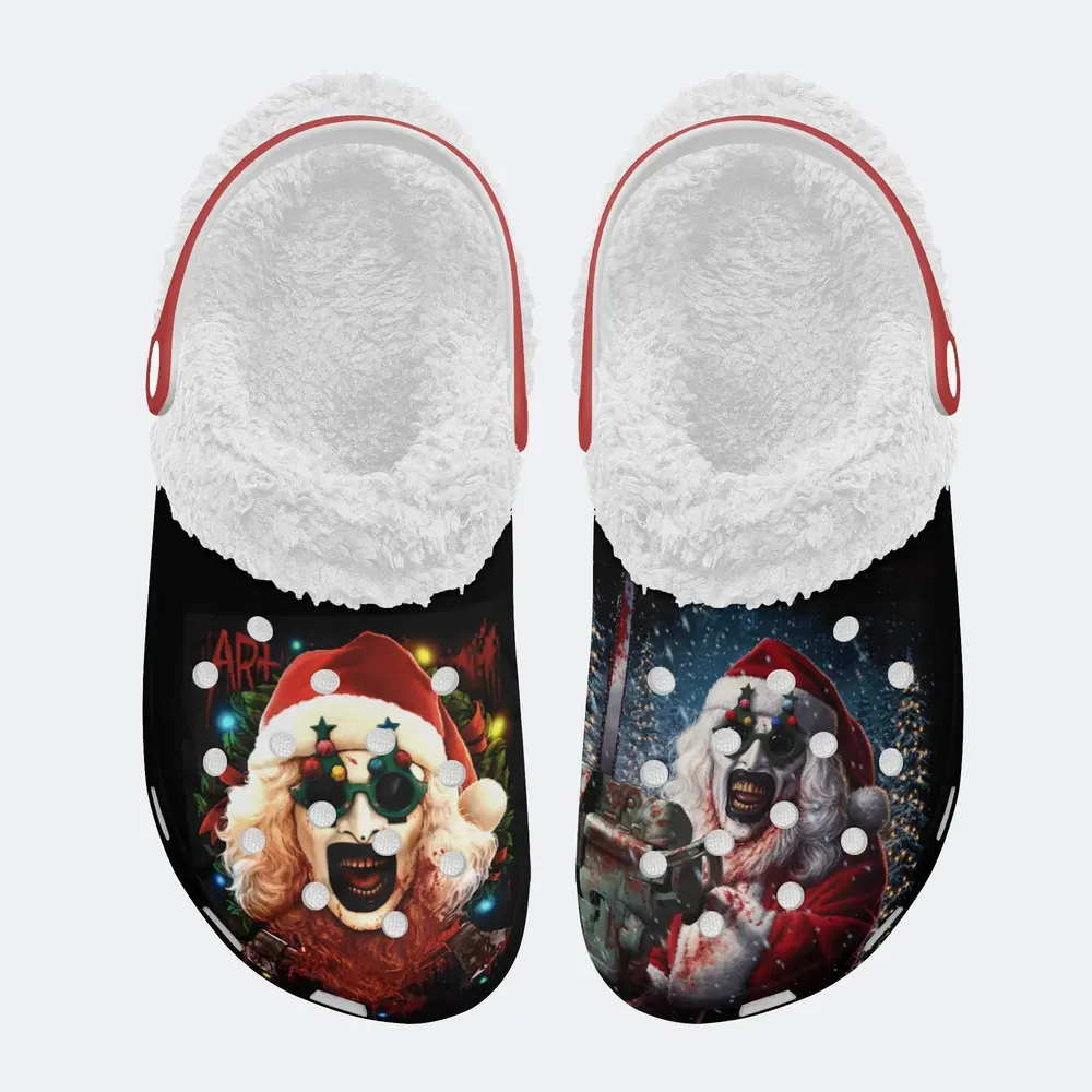 Terrifier 3 Horror Movie Christmas Crocs Crocband Fleece Lined Clogs Shoes Comfortable For Men Women and Kids In Winter - Image 2