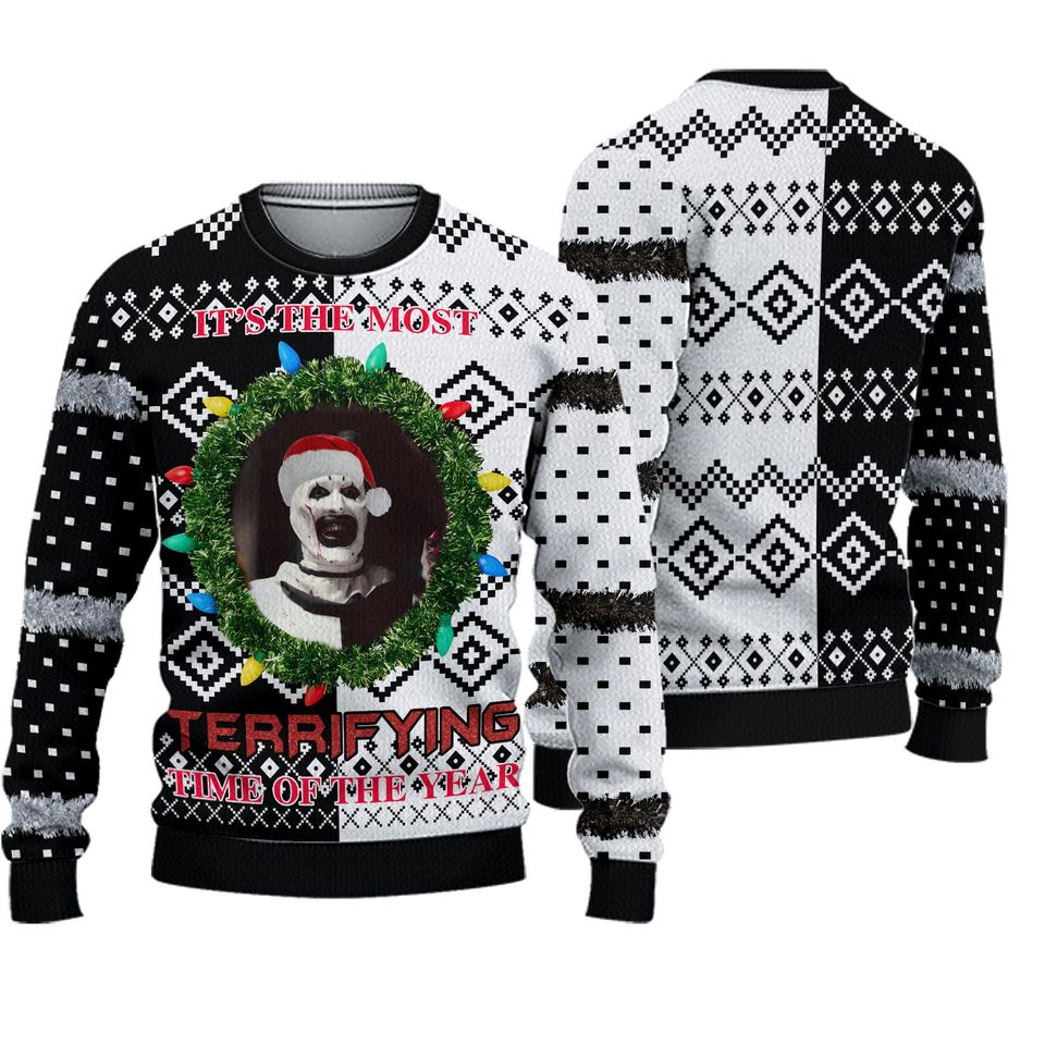 Terrifier Art the Clown Christmas Ugly Sweater, Horror Movie Xmas Sweater