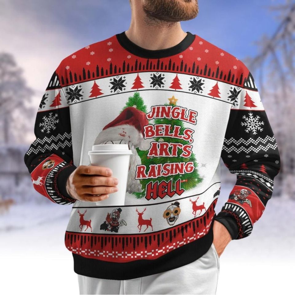 Terrifier Christmas Ugly Sweater, Art the Clown Santa Sweatshirt