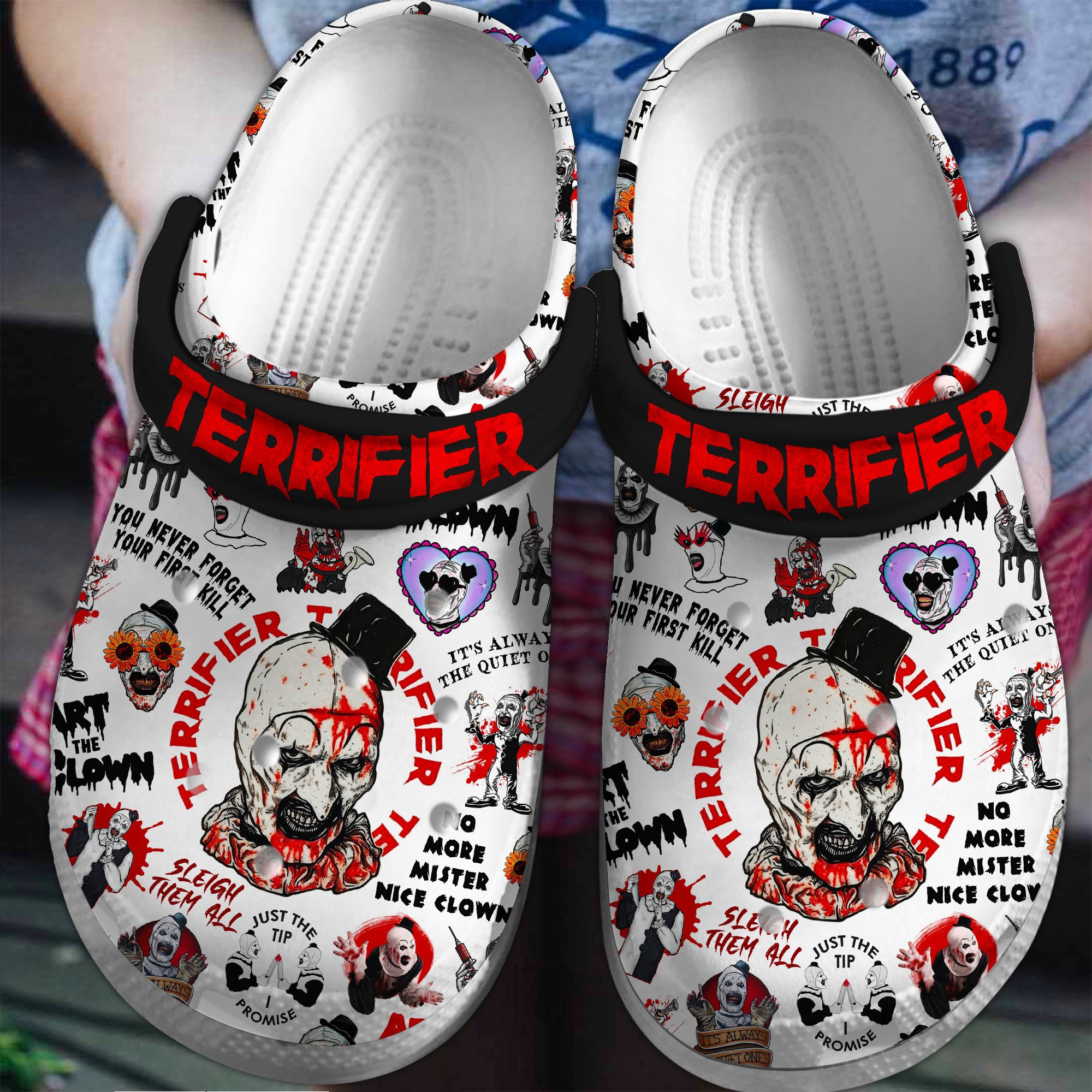 Terrifier Horror Movie Crocs Crocband Clogs Shoes Comfortable For Men Women and Kids