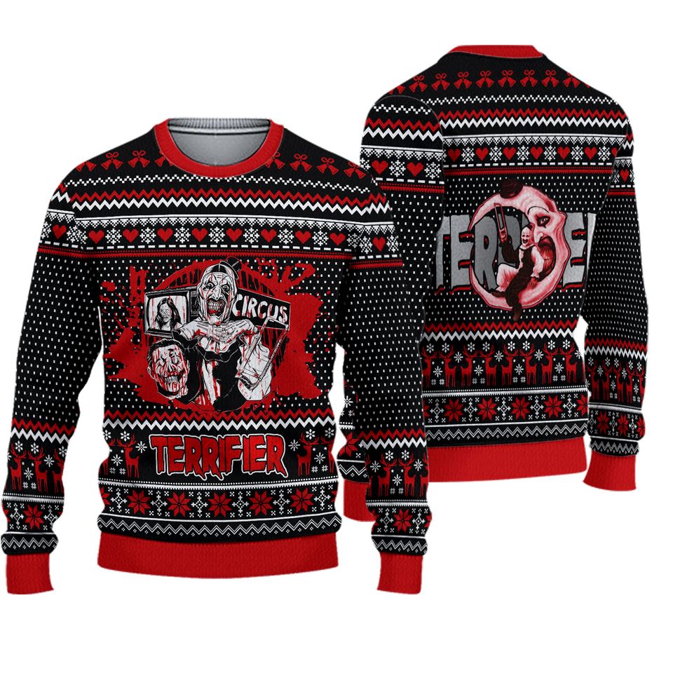 Terrifier In Circus Halloween 2024 Christmas Ugly Sweater