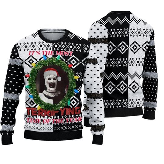 Terrifier It’s The Most Terrifying Time Of The Year Ugly Christmas Sweater - Image 3