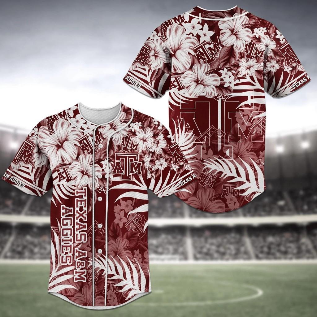 Texas A&M Aggies Ncaa Baseball Jersey Shirt Flower