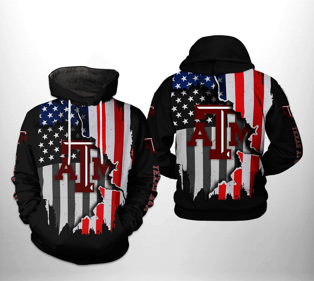 Texas A&M Aggies NCAA US Flag 3D All Over Print Hoodie, Zip Hoodie