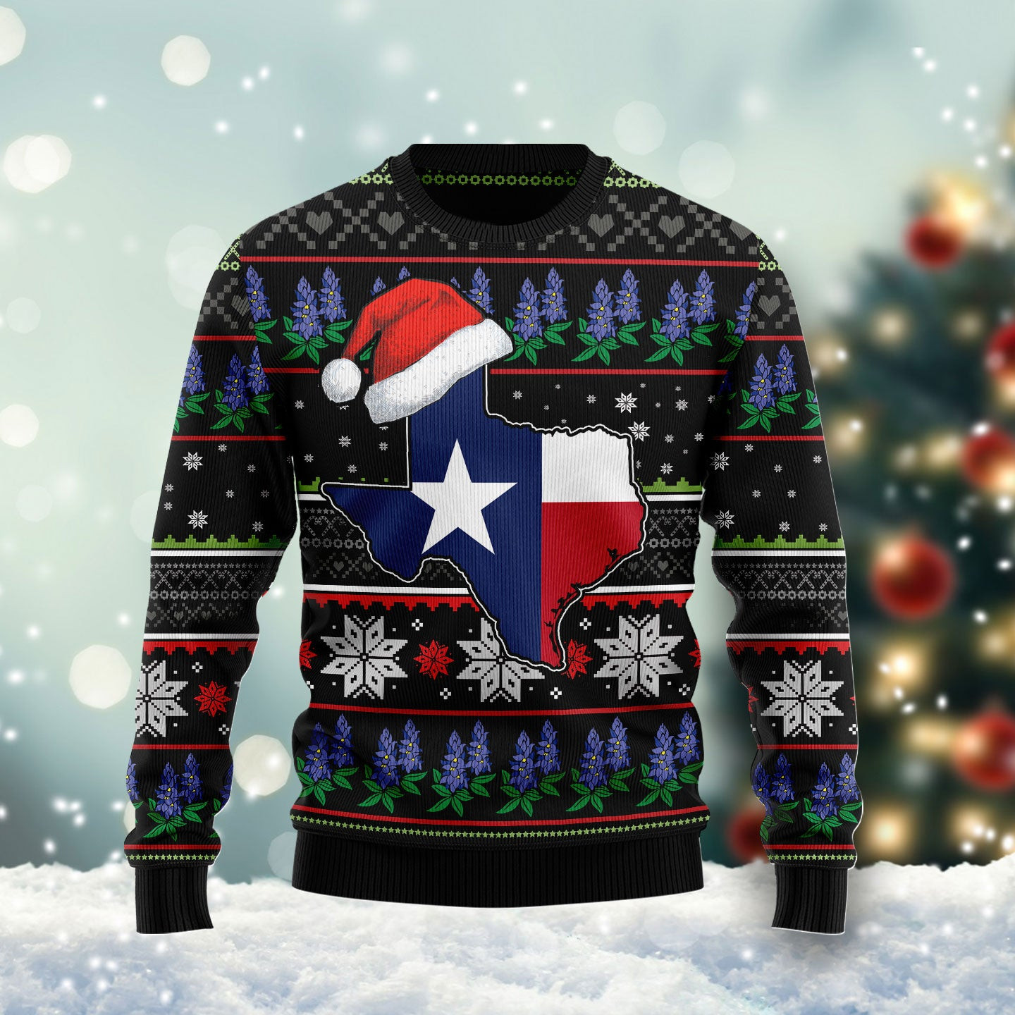 Texas Bluebonnet Ugly Christmas Sweater