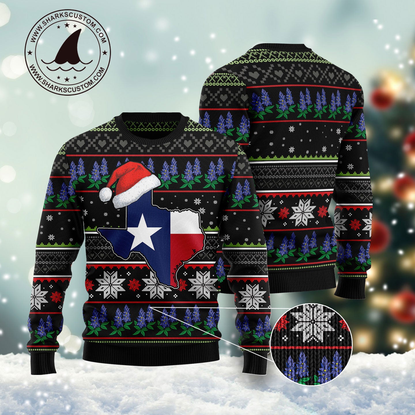 Texas Bluebonnet Ugly Christmas Sweater - Image 3