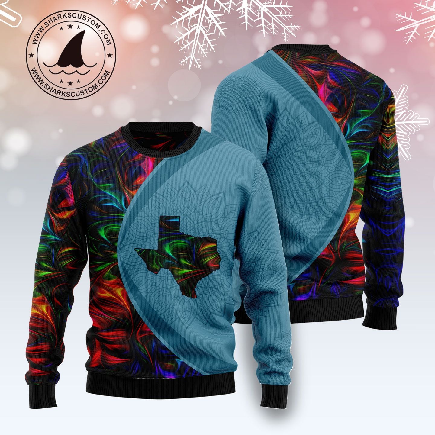 Texas Fractal Pattern Ugly Christmas Sweater - Image 3