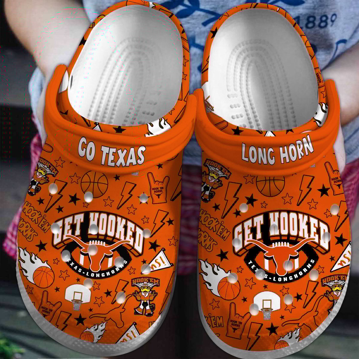 Texas Longhorns Crocs Crocband Clogs Shoes Comfortable For Men Women and Kids