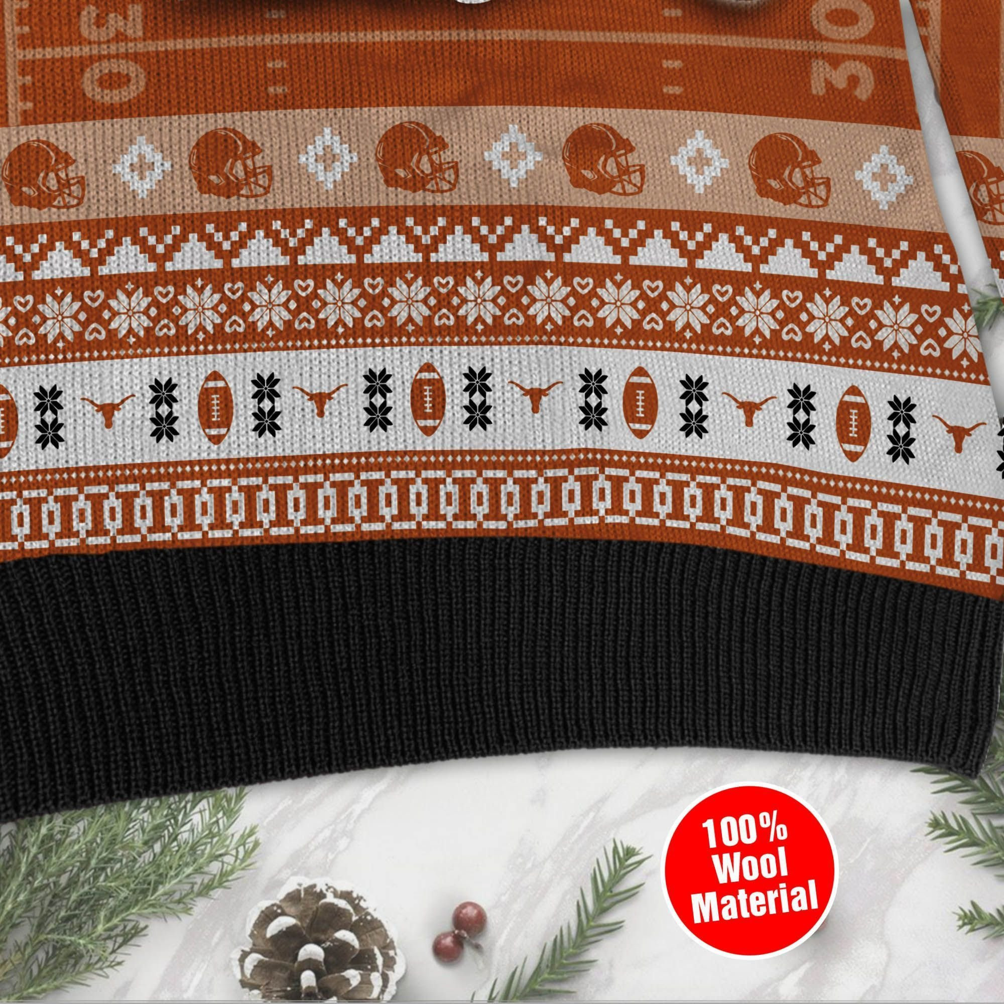 Texas Longhorns Custom Name & Number Personalized Ugly Christmas Sweater Adult 3D Funny Matching for family - Image 4