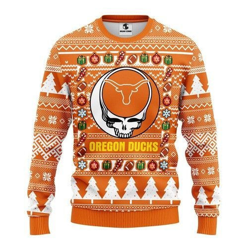 Texas Longhorns Grateful Dead Ugly Christmas Sweater Adult 3D Funny Matching for family