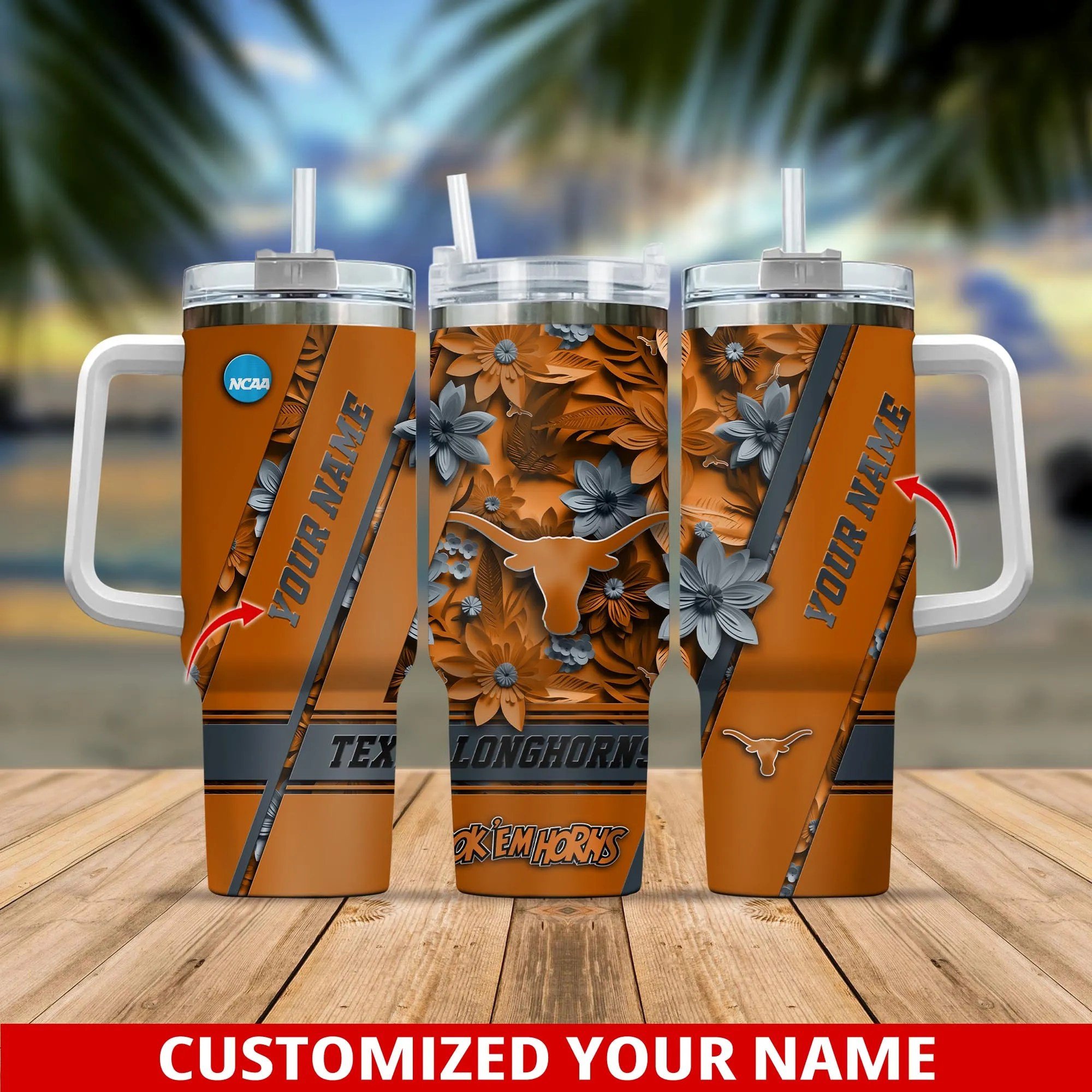 Texas Longhorns NCAA Custom Stanley Cup 40 oz 30 oz Tumbler With HandleTVC230106