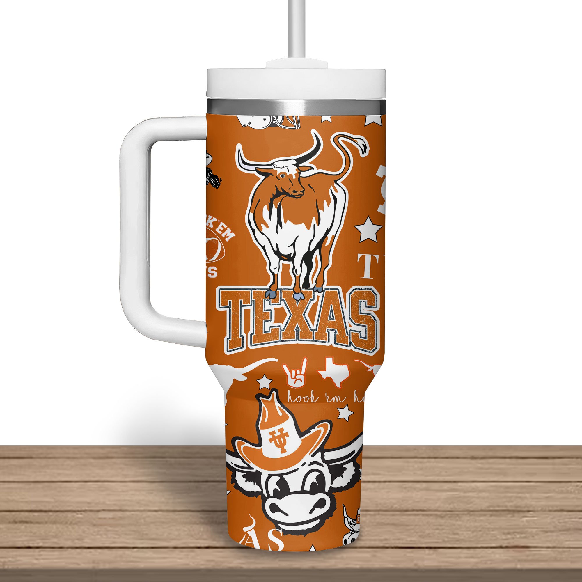 Texas Longhorns NCAA Custom Stanley Cup 40 oz 30 oz Tumbler With HandleTVC2301278 - Image 2