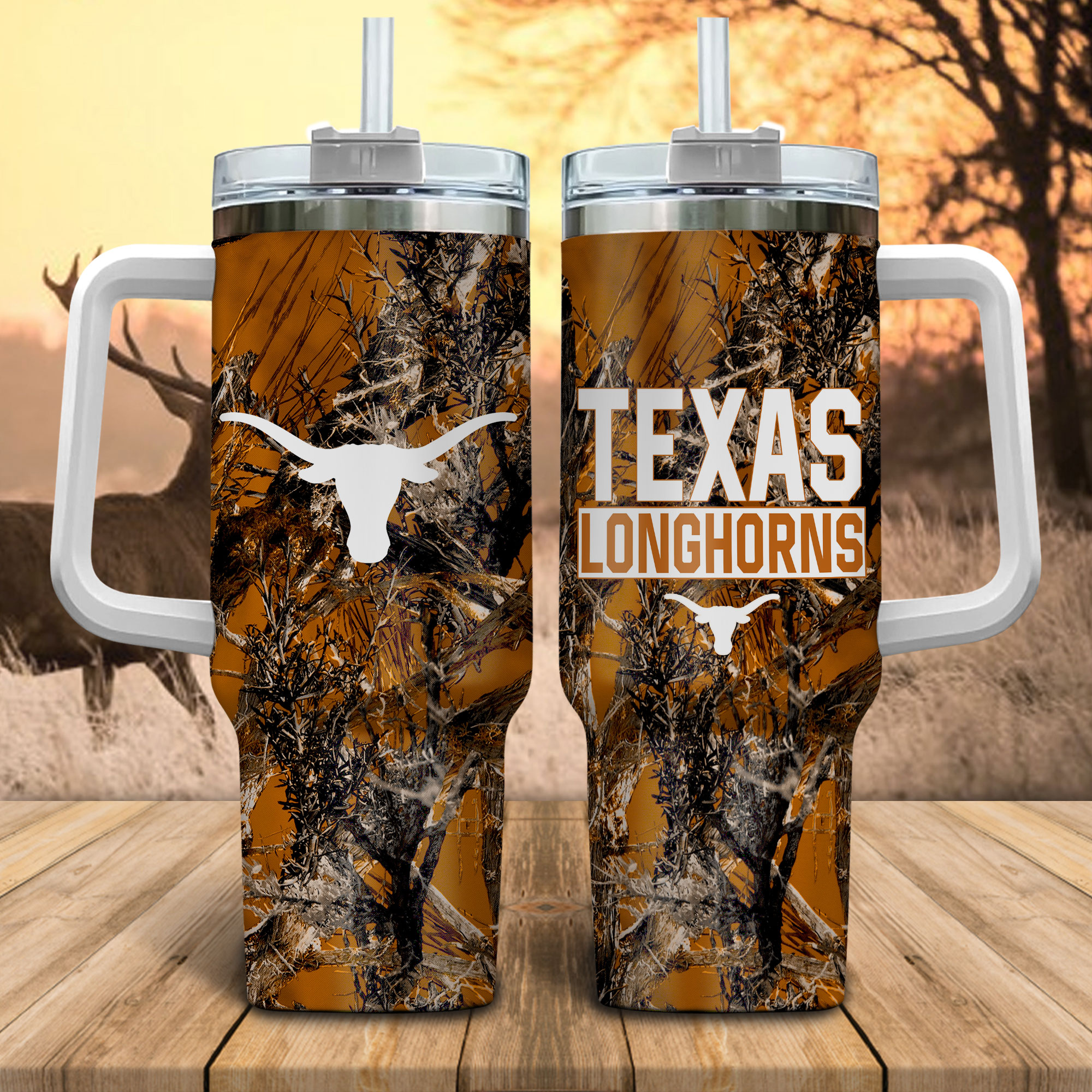 Texas Longhorns NCAA Hunting Custom Stanley Cup 40 oz 30 oz Tumbler With HandleTVC230115
