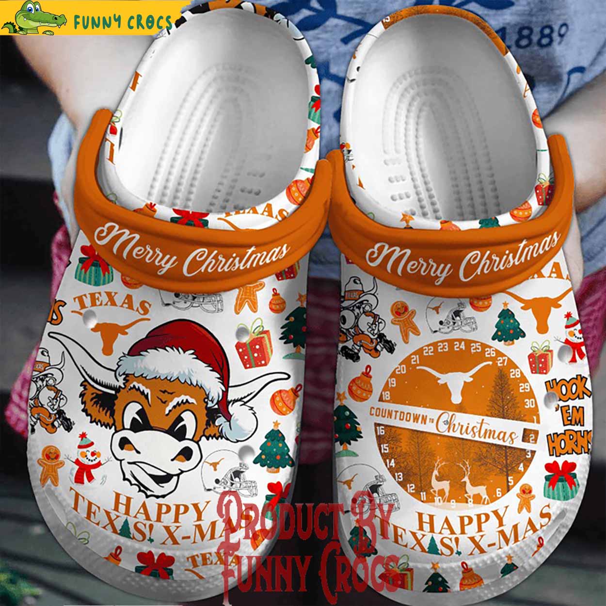 Texas Longhorns NCAA Sport Christmas Crocs Crocband Clogs Shoes Comfortable For Men Women and Kids
