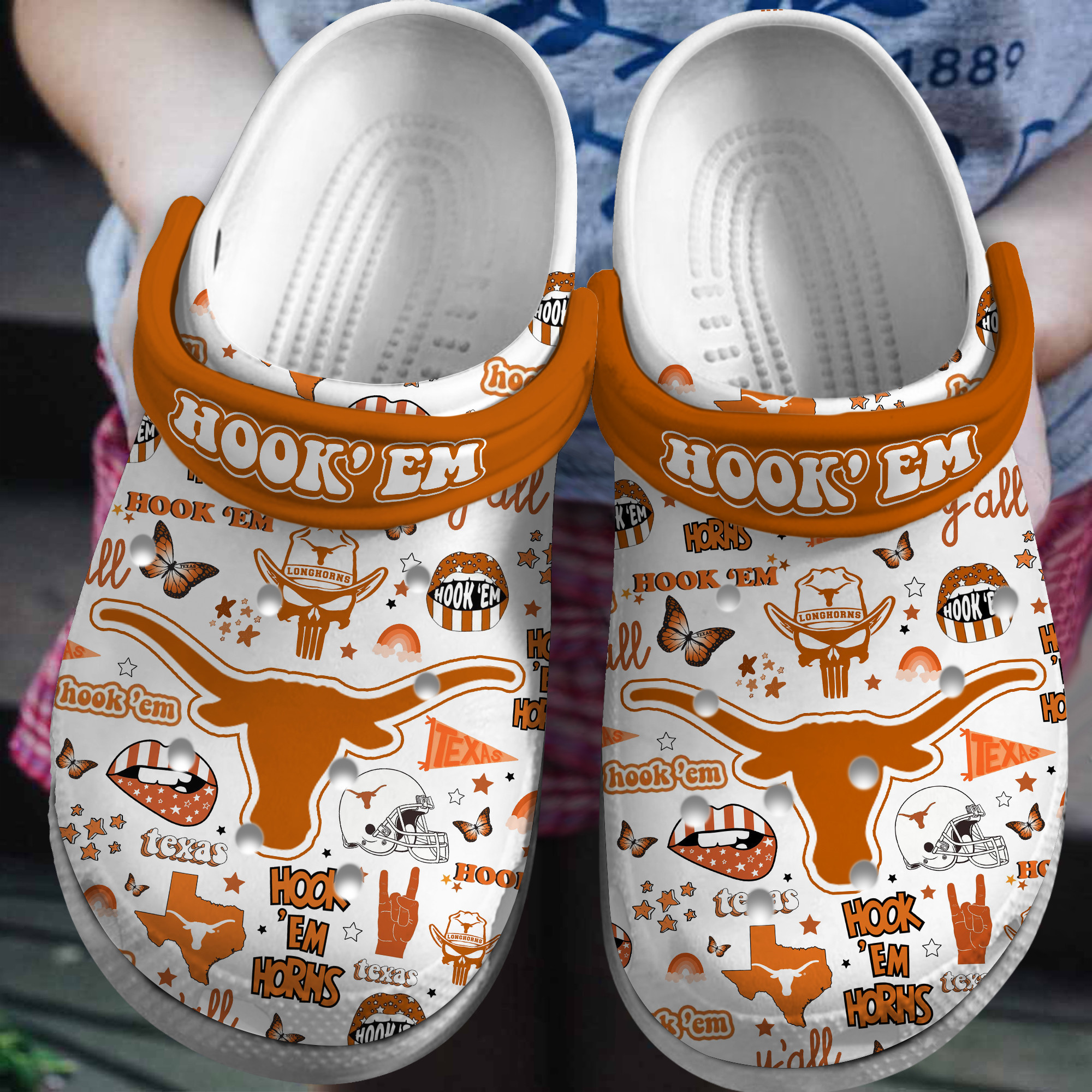 Texas Longhorns NCAA Sport Crocs Crocband Clogs Shoes Comfortable For Men Women and Kids