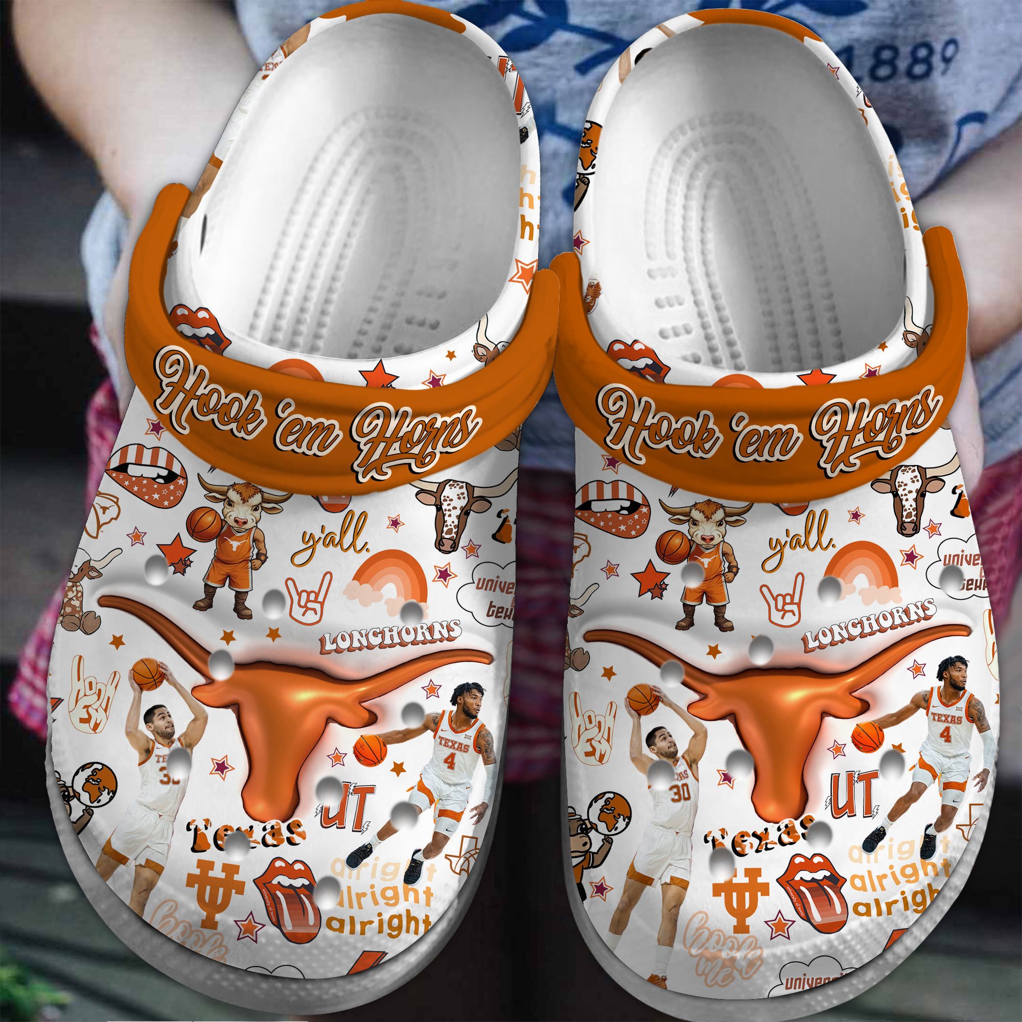 Texas Longhorns NCAA Sport Crocs Crocband Clogs Shoes Comfortable For Men Women and Kids