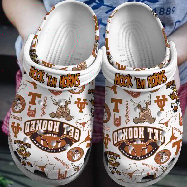 Texas Longhorns NCAA Sport Crocs Crocband Clogs Shoes Comfortable For Men Women and Kids