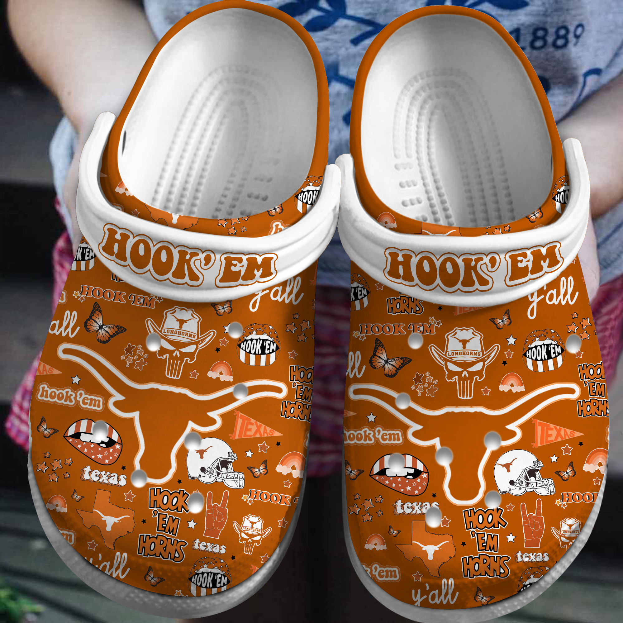 Texas Longhorns NCAA Sport Crocs Crocband Clogs Shoes Comfortable For Men Women and Kids