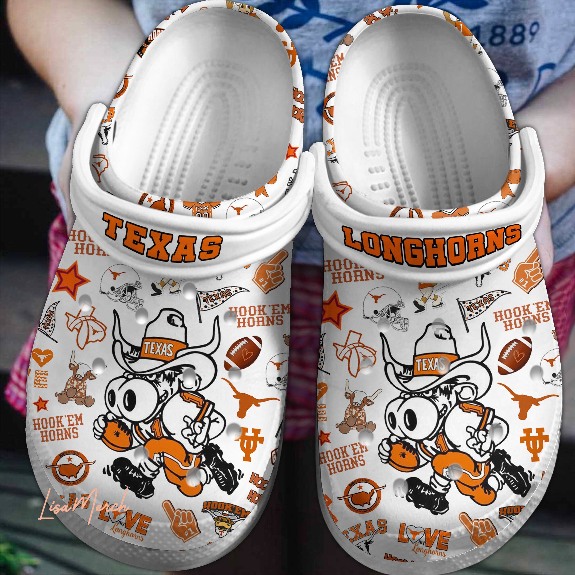 Texas Longhorns NCAA Sport Crocs Crocband Clogs Shoes Comfortable For Men Women and Kids