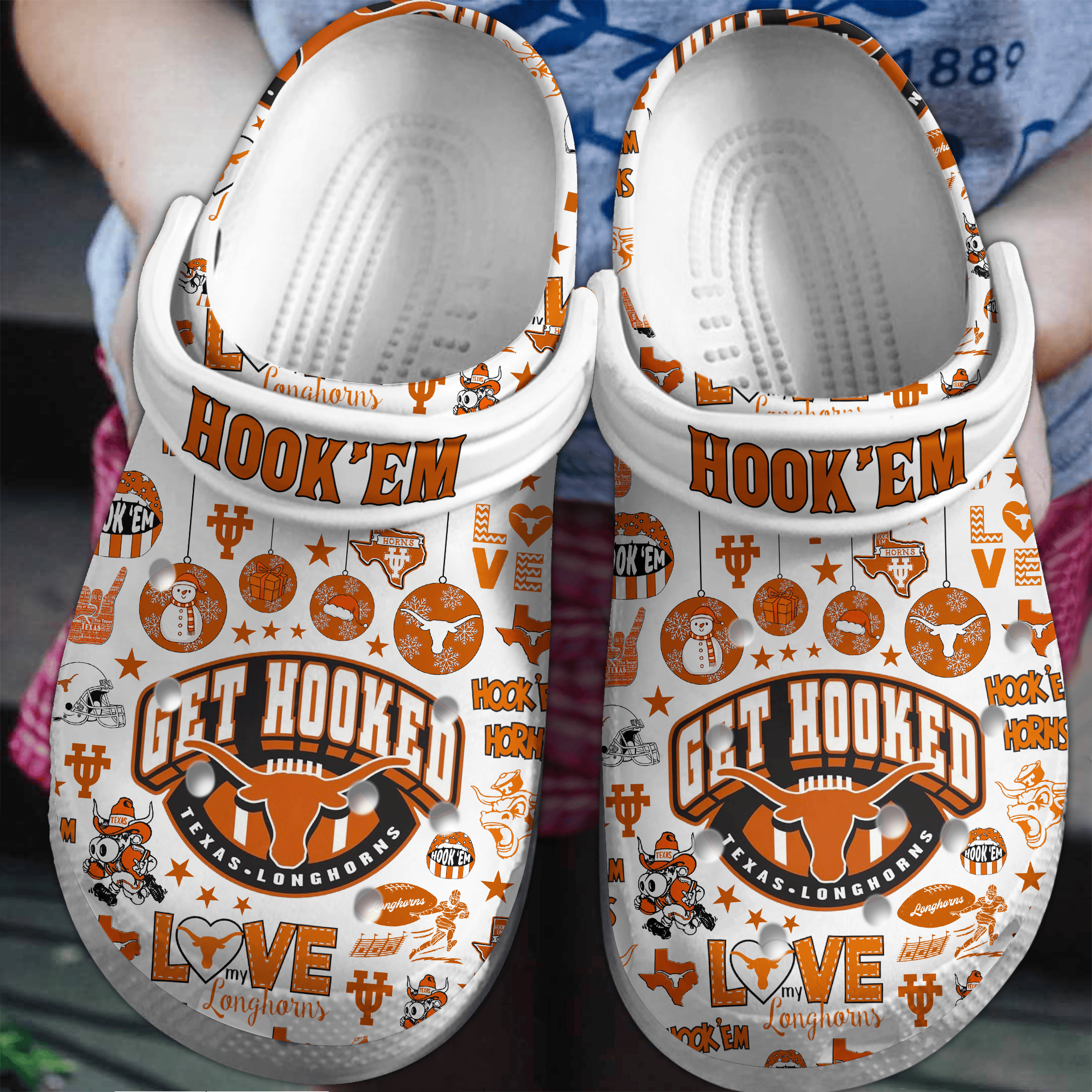 Texas Longhorns NCAA Sport Crocs Crocband Clogs Shoes Comfortable For Men Women and Kids