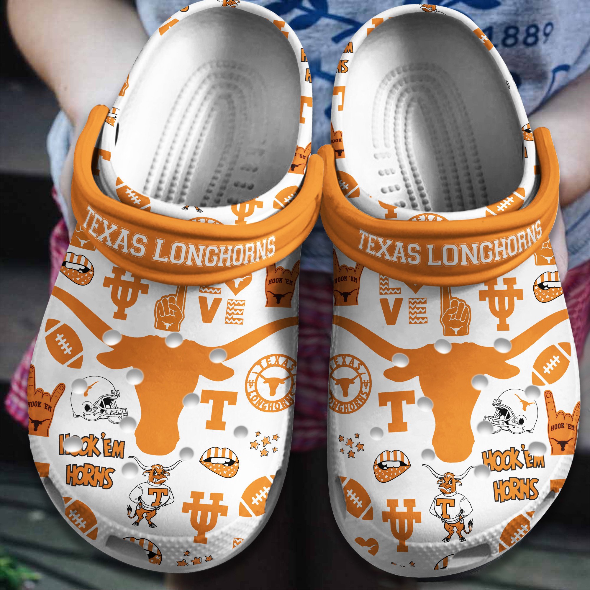 Texas Longhorns NCAA Sport Crocs Crocband Clogs Shoes Comfortable For Men Women and Kids