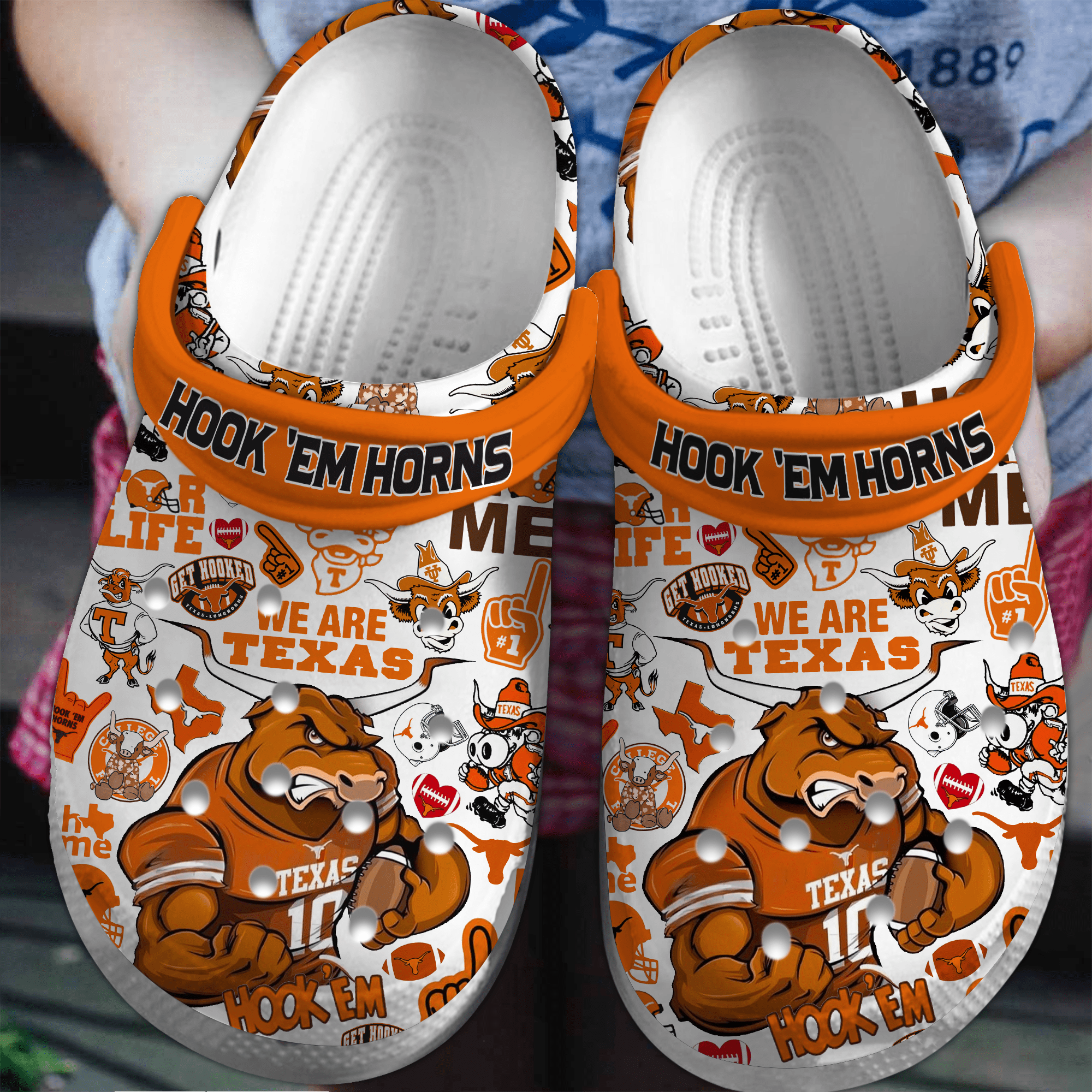 Texas Longhorns NCAA Sport Crocs Crocband Clogs Shoes Comfortable For Men Women and Kids
