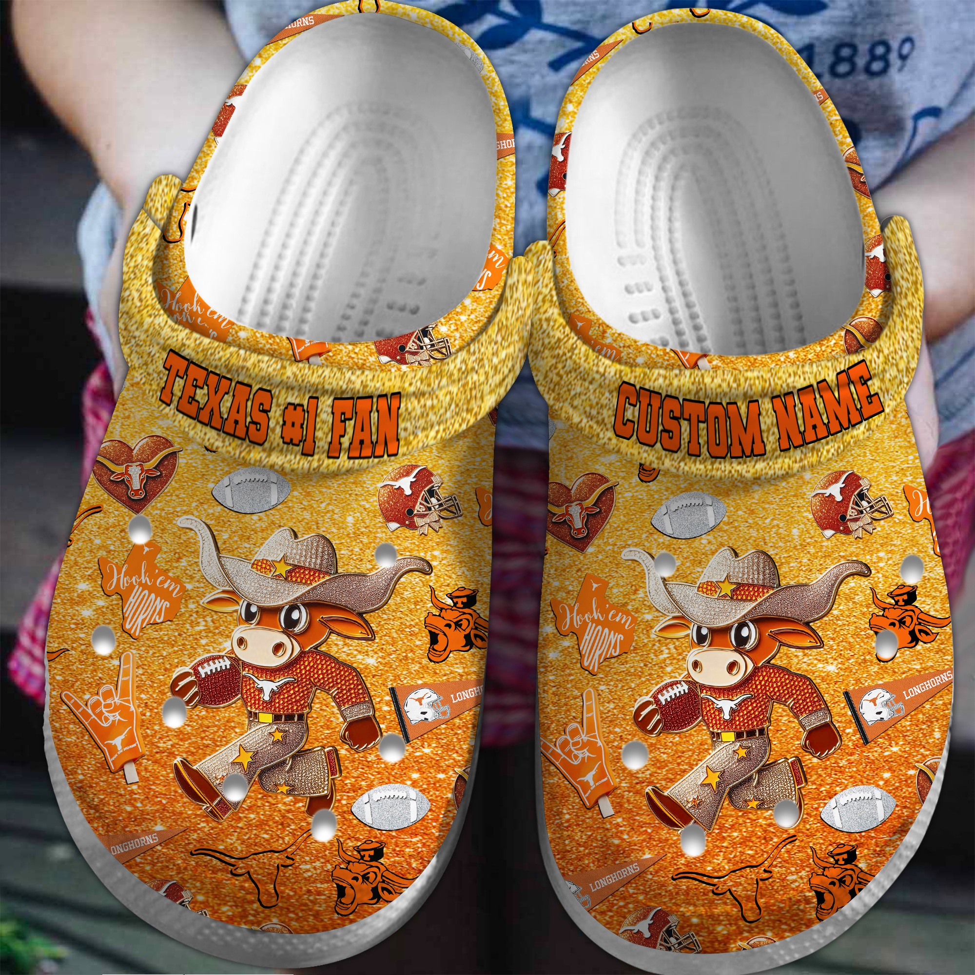 Texas Longhorns NCAA Sport Crocs Crocband Clogs Shoes Comfortable For Men Women and Kids