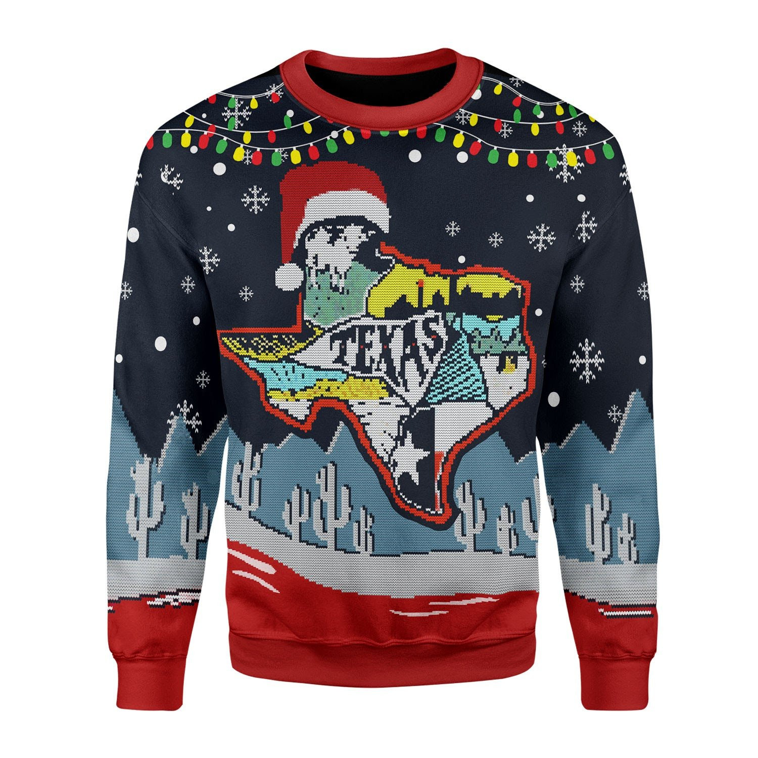 Texas Map Ugly Christmas Sweater Adult 3D Funny Matching for family