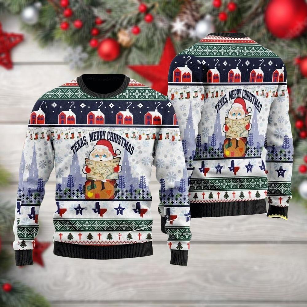 Texas Merry Ugly Christmas Sweater Adult 3D Funny Matching for family