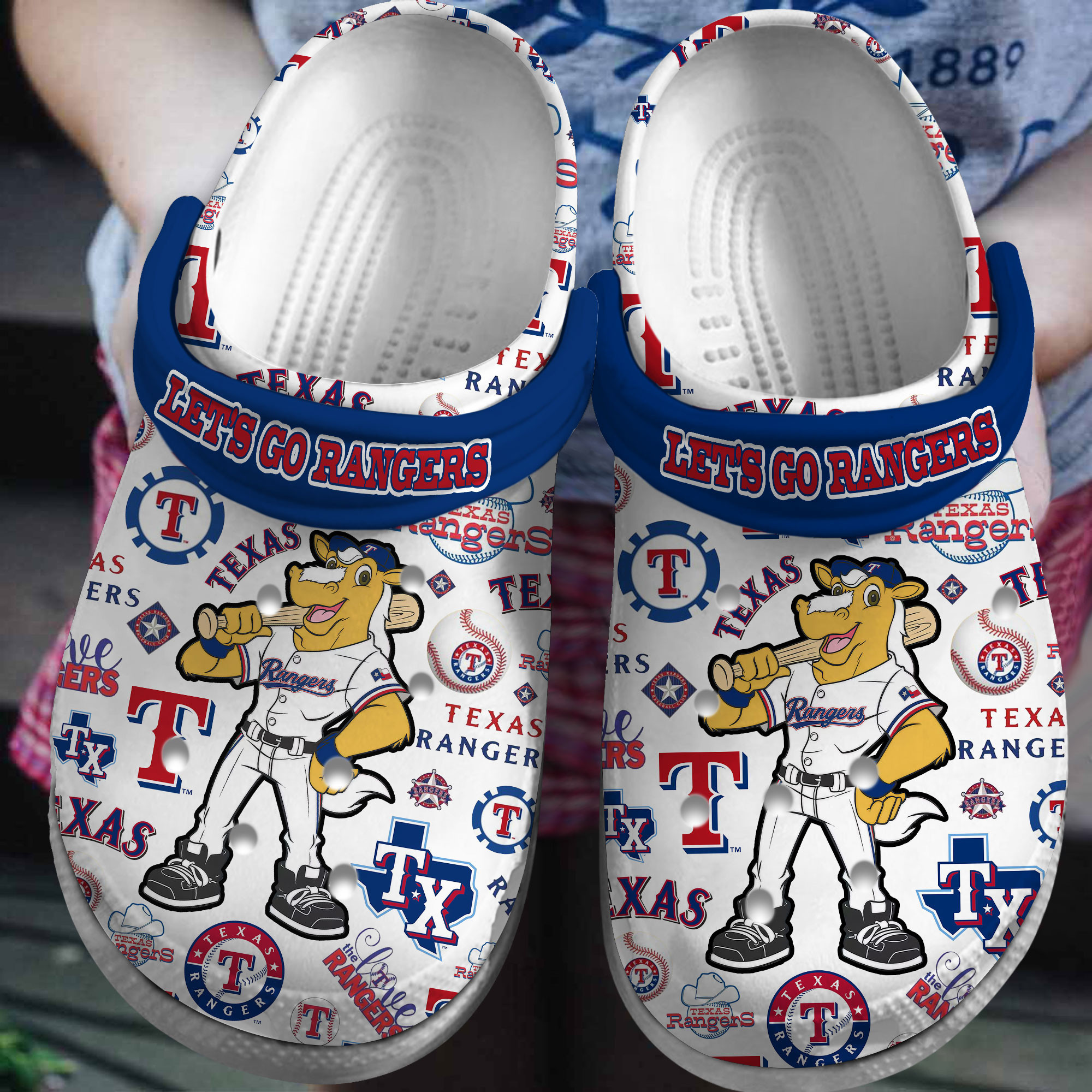 Texas Rangers Baseball MLB Sport Crocs Crocband Clogs Shoes Comfortable For Men Women and Kids