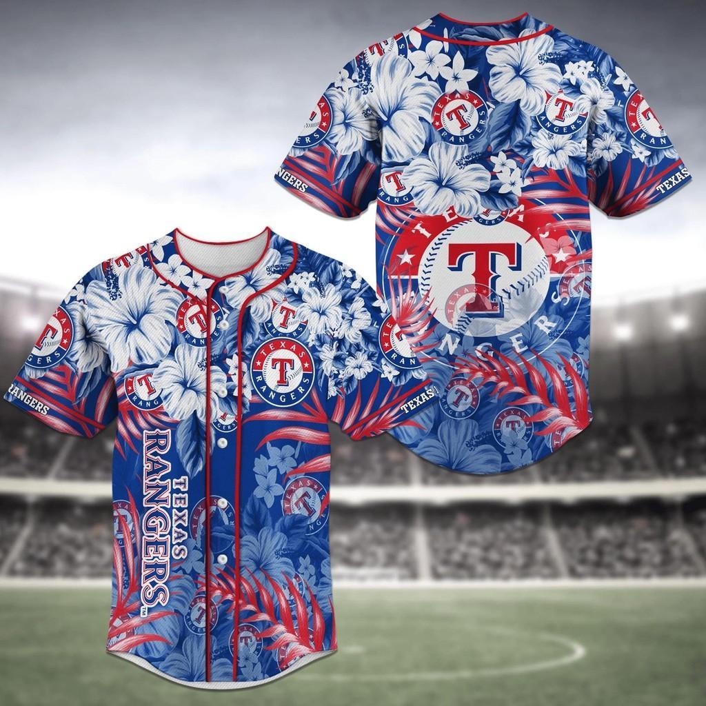 Texas Rangers Mlb Baseball Jersey Shirt Flower