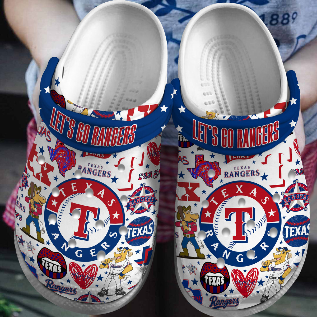 Texas Rangers MLB Sport Crocs Crocband Clogs Shoes Comfortable For Men Women and Kids