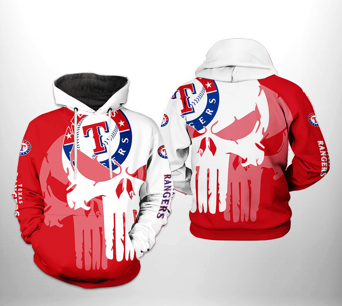Texas Rangers MLB Team Skull 3D All Over Print Hoodie, Zip Hoodie