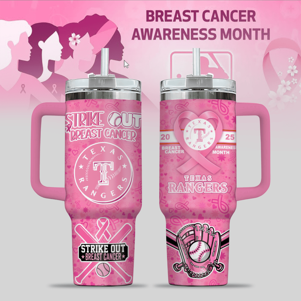 Texas Rangers MLB x Breast Cancer Awareness Custom Stanley Cup 40 oz 30 oz Tumbler With HandleTVC2301125