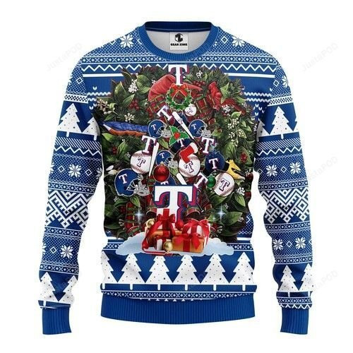 Texas Rangers Tree Christmas For Unisex Ugly Christmas Sweater Adult 3D Funny Matching for family