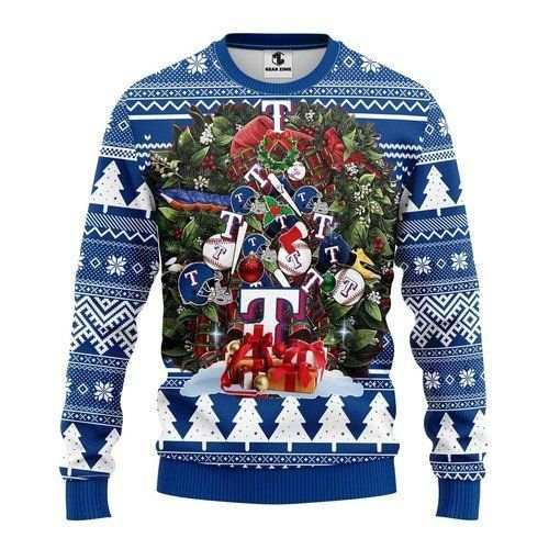 Texas Rangers Tree For Unisex Ugly Christmas Sweater Adult 3D Funny Matching for family