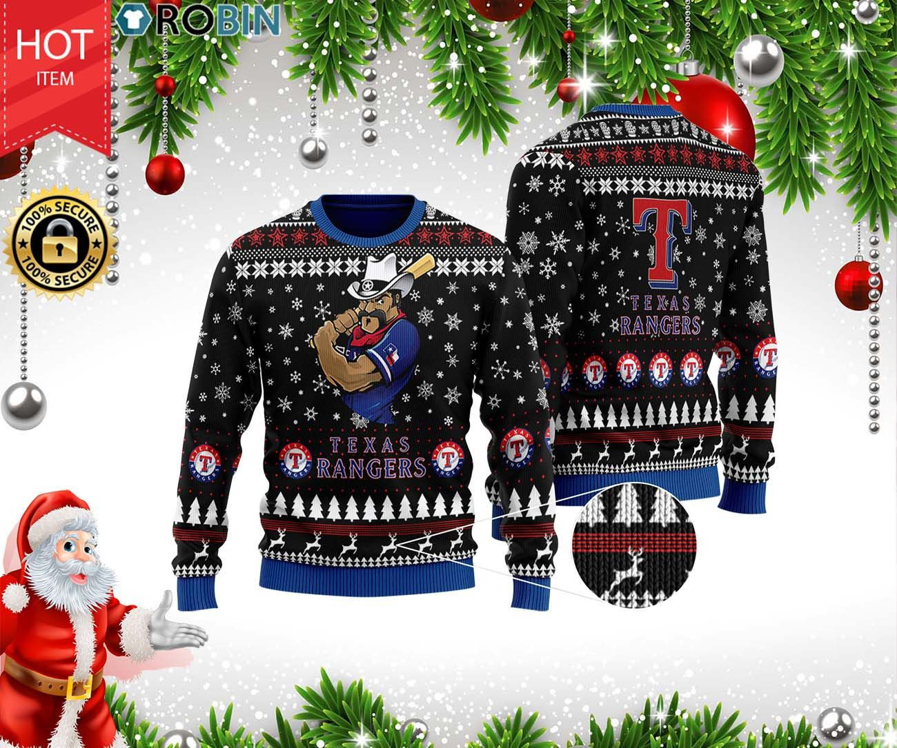 Texas Rangers Ugly Christmas Sweater Adult 3D Funny Matching for family