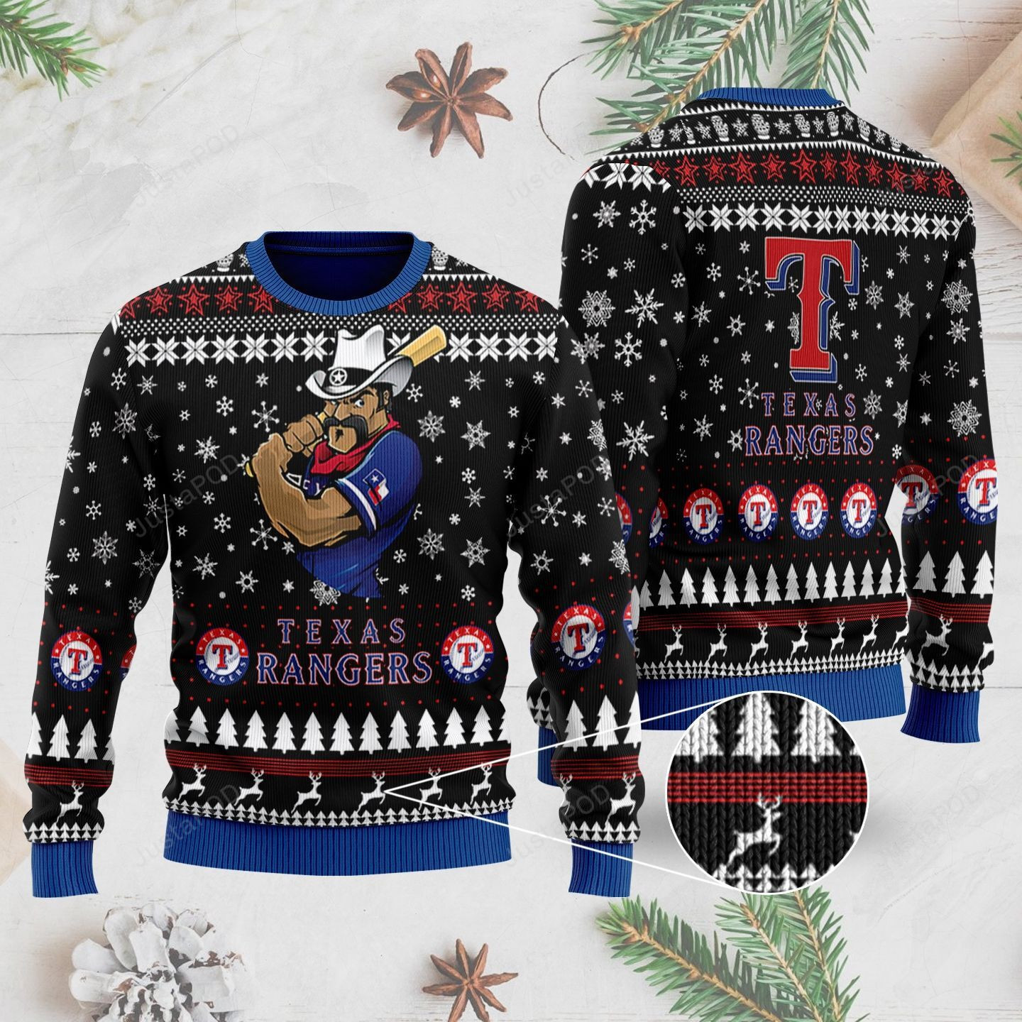 Texas Rangers Ugly Christmas Sweater Adult 3D Funny Matching for family