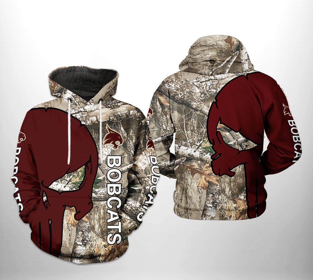 Texas State Bobcats NCAA Camo Veteran Hunting 3D All Over Print Hoodie, Zip Hoodie