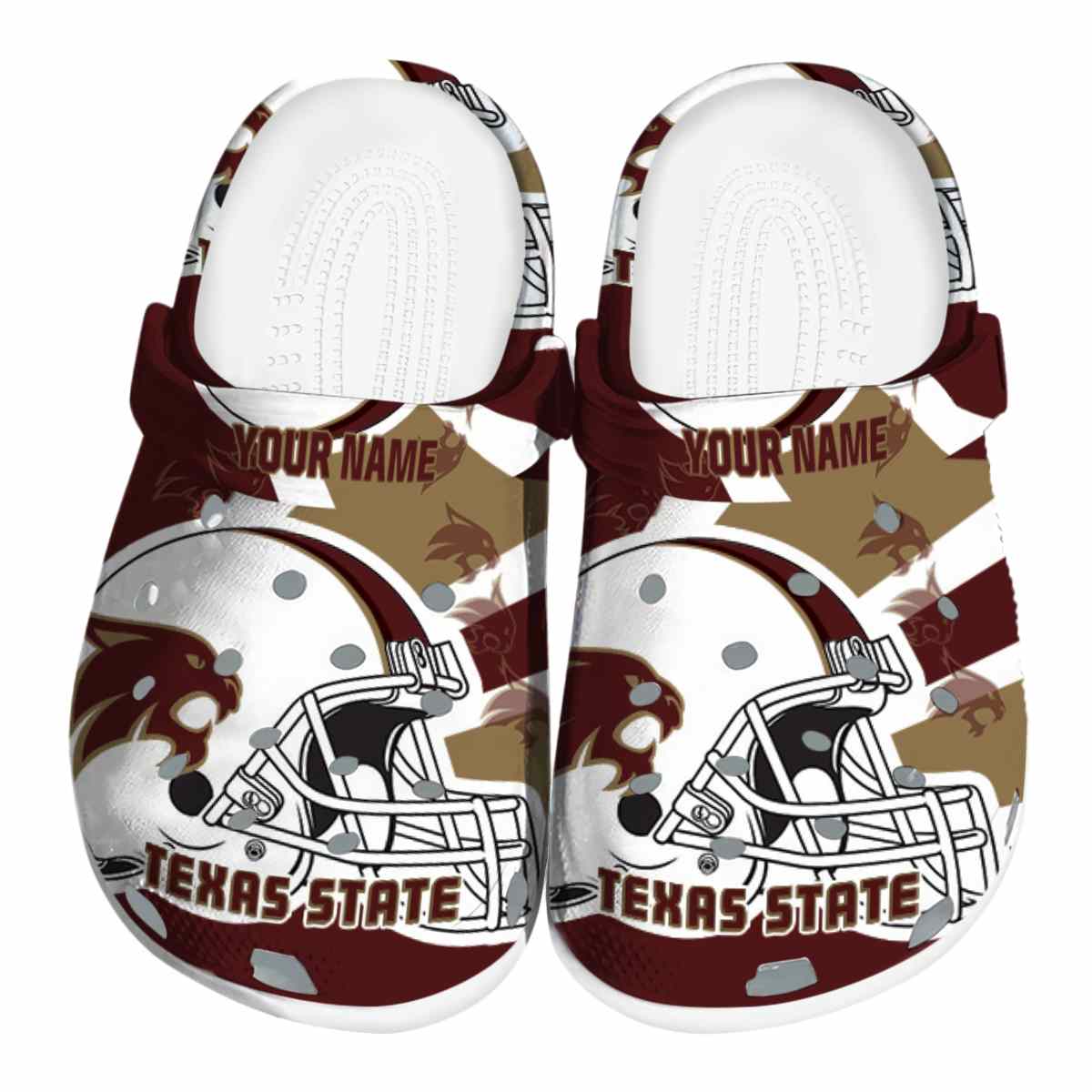 Texas State Bobcats NCAA Sport Crocs Crocband Clogs Shoes Comfortable For Men Women and Kids