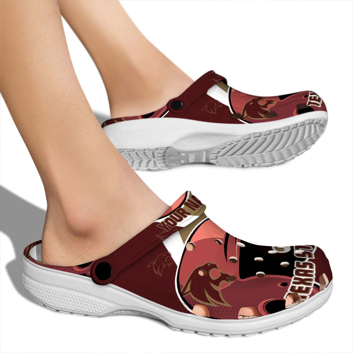 Texas State Bobcats NCAA Sport Crocs Crocband Clogs Shoes Comfortable For Men Women and Kids - Image 2