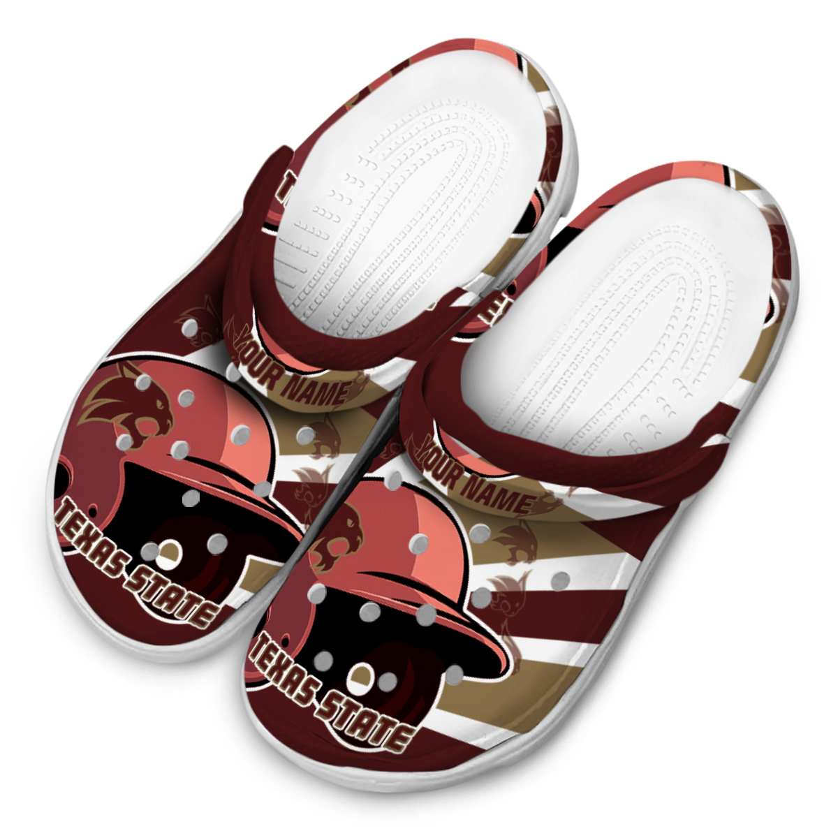 Texas State Bobcats NCAA Sport Crocs Crocband Clogs Shoes Comfortable For Men Women and Kids - Image 4