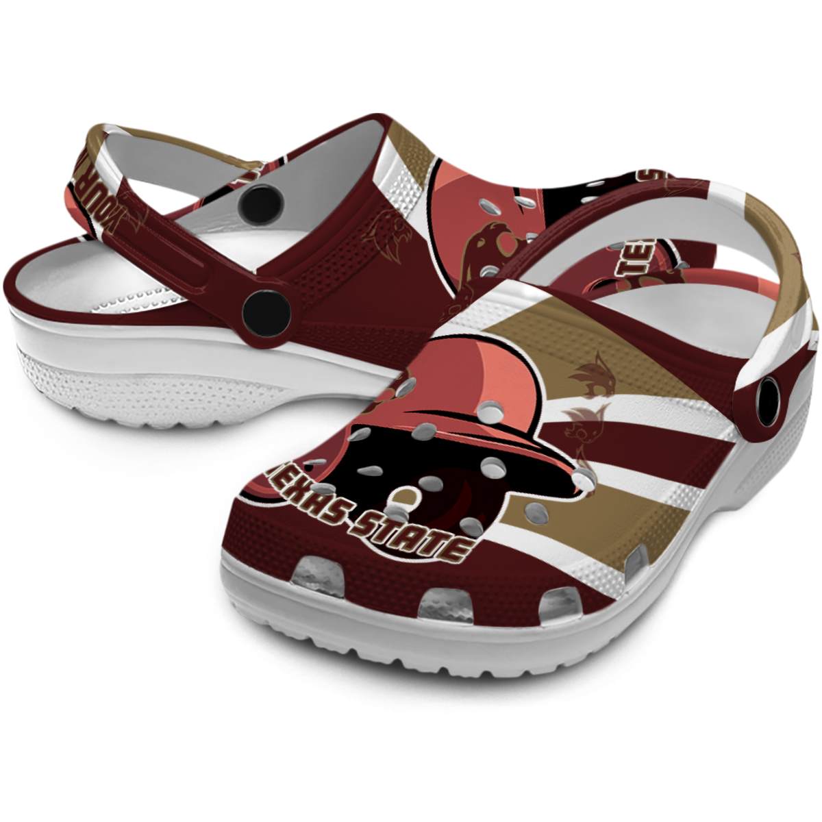 Texas State Bobcats NCAA Sport Crocs Crocband Clogs Shoes Comfortable For Men Women and Kids - Image 3