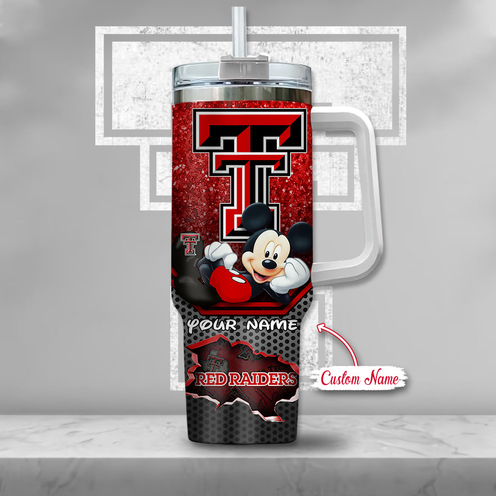 Texas Tech Red Raiders NCAA Mickey Mouse Custom Stanley Cup 40 oz 30 oz Tumbler With HandleTVC230121 - Image 2