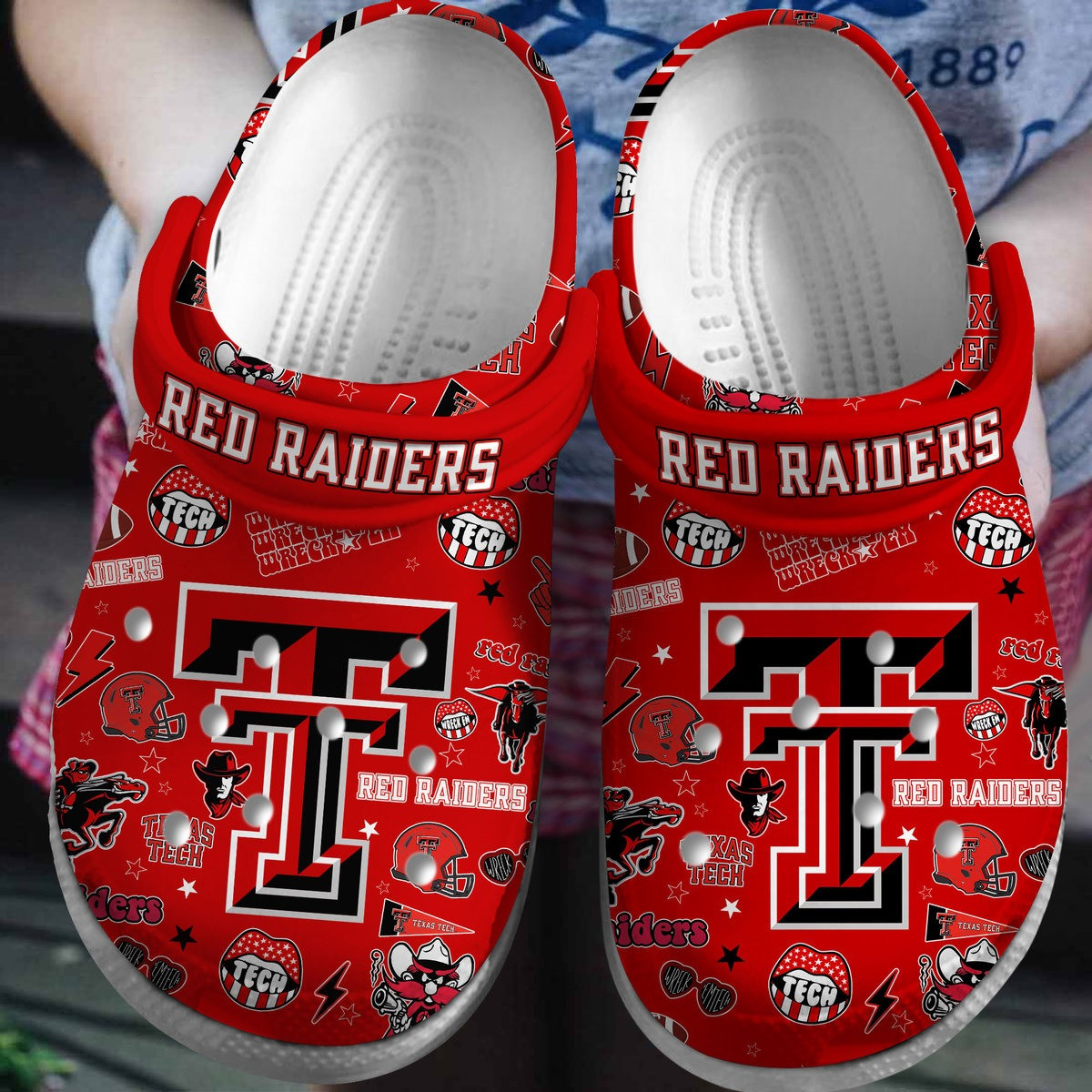 Texas Tech Red Raiders NCAA Sport Crocs Crocband Clogs Shoes Comfortable For Men Women and Kids
