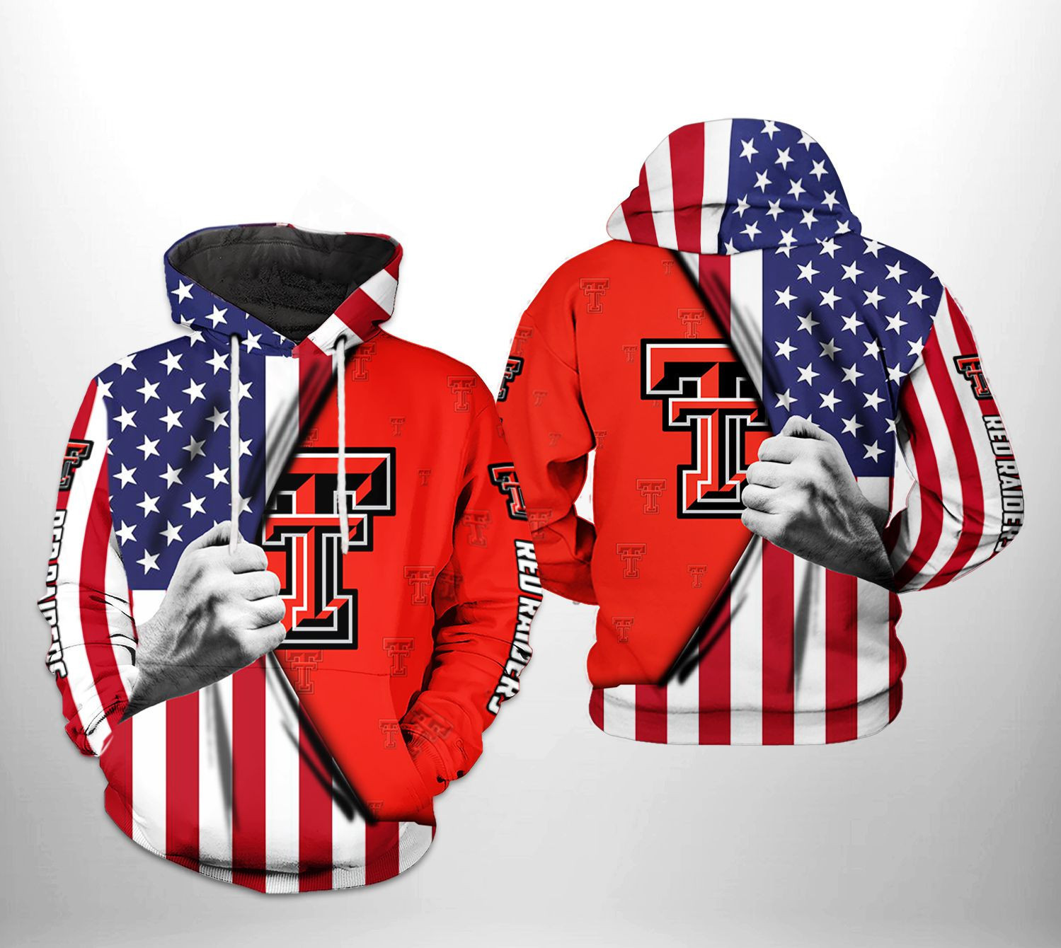 Texas Tech Red Raiders NCAA US Flag 3D All Over Print Hoodie, Zip Hoodie